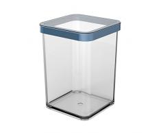 Rotho Loft caja de almacenamiento cuadrada de 1l con tapa y sello, PlÃ¡stico (SAN) sin BPA, azul/transparente, 1l (10.0 x 10.0 x 14.2 cm)