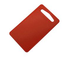 FACKELMANN Tabla de cortar cocina polietileno pequeña en rojo con asa, para verduras, carne, pescado, embutido o queso, 24x14cm, 1ud.