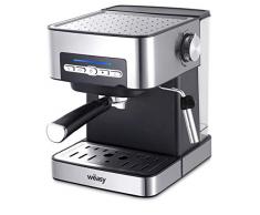 Wëasy KFX32 Maquina de Café Espresso Programable, 850 W, 15 Tazas, Depósito de 1.6 litros, Presión Bomba 20 Bares, Brazo Doble Salida, Vaporizador, Superficie Calientatazas, Acero Inoxidable, Plata