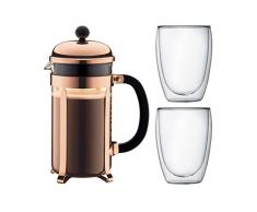 Bodum - K1928-18-1 - Chambord - Cafetera 8 tazas - 1.0 l + 2 vasos térmicos - 0.35 l