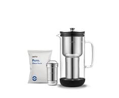 Aarke Purifier, Jarra Filtrante de Agua Fabricada en Vidrio y Acero Inoxidable, 2.4L, Bolsa de recambio de filtro Aarke Pure