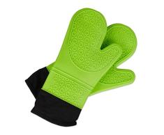 Relaxdays Guantes Horno, Manoplas Cocina, Resistentes al Calor, Silicona, 36,5 x 18,5 x 1,5 cm, 1 Par, Verde