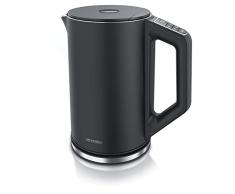 Arendo - Hervidor de agua eléctrico 1,5 litro, Tetera con ajuste de temperatura de 40°C a 100°C, Modelo Elegant, Diseño de doble pared, Acero inoxidable, Fácil de limpiar, Para té café infusión, negro