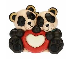 THUN - Figura decorativa Panda Bandoo Par de enamorados - Línea Slow Life - Idea de regalo - Cerámica - 19,4 x 11,7 x 15,8 cm h