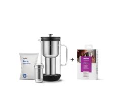 Aarke Purifier, Jarra Filtrante de Agua Fabricada en Vidrio y Acero Inoxidable, 2.4L + Paquete de 3 Bolsas de Filtro Enriched