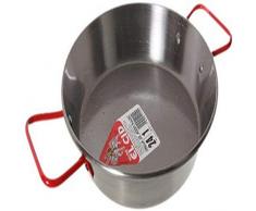 La Ideal C-09.5RED Paellera (acero pulido, 24 cm), Plateado y rojo