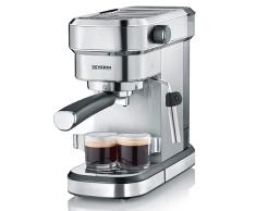 SEVERIN Cafetera de expreso Espresa, cafetera tradicional de filtro con 3 insertos, cafetera express con espumador para cafés especiales, acero inoxidable cepillado/negro, KA 5994