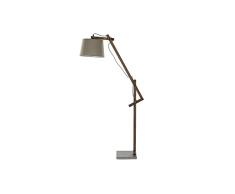 Lámpara de Pie DKD Home Decor Gris Metal Marrón Poliéster Pino (30 x 80 x 151 cm)