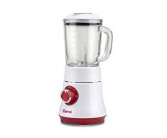 Girmi FR23 - Licuadora (0,6 L, Giratorio, Batidora de vaso, Rojo, Transparente, Blanco, Vidrio, De plástico, Acero inoxidable)