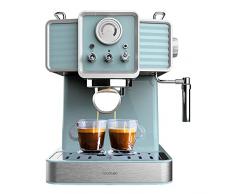 Cecotec Cafetera Express Power Espresso 20 Tradizionale Light Blue. 1350 W, Espresso y Cappucicno, 20 Bares y Thermoblock, Vaporizador, Manómetro, Diseño Vintage, Capacidad 1,5 Litros