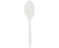 Cucharas de plástico transparente | Cucharilla de plástico transparente resistente (paquete de 50) vajilla y vajilla, color transparente