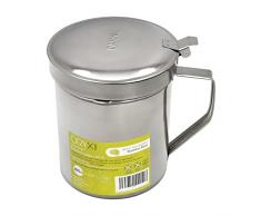 ORYX 5027160 Grasera Acero Inoxidable, Aceitera 1,0 LTS. con Colador y Tapa, Recipiente Reciclaje Aceite Usado Carne, 12 litros