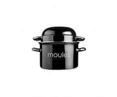IBILI - Olla para mejillones negra, 18 cm, Acero esmaltado, Apta para induccion