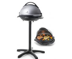 Senya Barbacoa Eléctrica 2 en 1 obre Soporte y Mesa, Superficie de Cocción de 40 cm, Placa de Aluminio Fundido, Tapa Desmontable, 2200 W, SYCK-G043