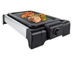 Team Kalorik Barbacoa grill eléctrica de mesa, Superficie de la parrilla: 35.8 x 23.7 cm, 1500 W, Negro, TKG GRB 1004