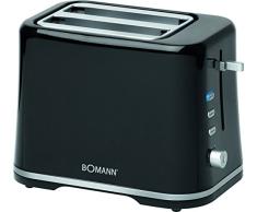 Bomann TA 1577 - Tostadora de pan pequeña con 2 ranuras, 3 funciones, tostar, calentar y descongelar, 870W con regulador de nivel de tostado, calienta panecillos o bolleria, blanca