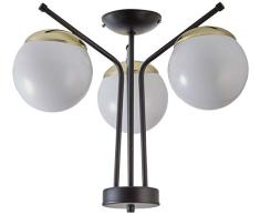 Homemania Lámpara de techo, metal, cristal, negro, dorado