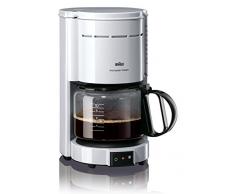 Braun KF 47/1 - Cafetera de goteo, 1000 W, 1.2 L, 20 dB, acero inoxidable, blanco