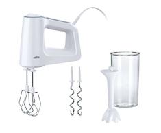 Braun MultiMix 3 - Batidora de mano, 500 W, 0.5 L, plástico/acero inoxidable, 5 velocidades, blanco