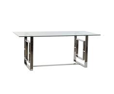 Mesa de Comedor DKD Home Decor Cristal Acero (180 x 90 x 75 cm)