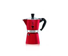 Bialetti Moka Express Cafetera Italiana Espresso, Aluminio, Rojo, 6 Tazas