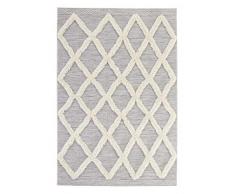 Mint Rugs Ayoun Tela Plana con Pelo Largo con diseño étnico, acogedora Alfombra Vintage para salón, Dormitorio, Comedor, Pasillo, Color Crema, Gris, 155 x 230 cm, Polipropileno (PP), 155x230 cm