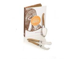 Brandani 54095 - Estuche para queso (3 cuchillos de acero inoxidable y madera), color marrón