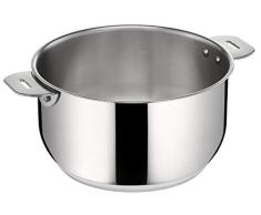 Lagostina Salvaspazio Cacerola de Acero Inoxidable 18/10 Ø 20 cm, Olla Inducción, Gas y Horno hasta 250 °C, Apilable y Fácil de Guardar, Fondo Lagotherm de 3 Capas, Asas con Soportes Remachados