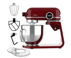 Cecotec Twist&Fusion 4500 - Batidora Amasadora (800 W, Cuerpo de Aluminio fundido, Motor DC, 8 velocidades, Luz LED, Bol de Acero Inoxidable de 5.2 L) Rojo