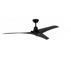 Pepeo Vourdries Ventilador de techo de diseño industrial, negro, diámetro 142cm, con mando a distancia, sin iluminación