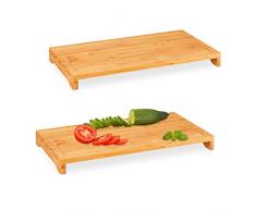 Relaxdays 10031458 Cortar de bambú, Juego de 2, Apta para Alimentos, Antideslizante, surco, Tabla de Cocina XXL, 5 x 52 x 29 cm, Color Natural