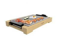 Cecotec Plancha de asar eléctrica Tasty&Grill 2000 Bamboo LineStone. Potencia 2000 W, Estructura Bambú, Termostato regulable, Superficie Grill, Revestimiento RockStone, Apta lavavajillas