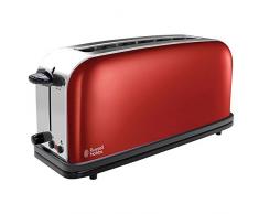 Russell Hobbs Tostadora Colours Plus - 1 Ranura Larga y Ancha, Tostador para 2 Rebanadas, Bandeja Recogemigas, Calientapanecillos, Función Cancelar y Descongelar, Acero Inoxidable, Rojo - 21391-56