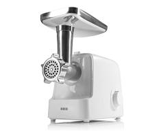 N8WERK Picadora de carne eléctrica en la edición Moonlight White | máx. 2000 W | 5en1: para carne, brochetas, verduras, ensalada, pan de molde | avance y retroceso | 2 niveles de potencia