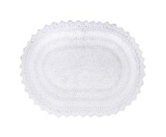 DII - Alfombrilla de baño Redonda de algodón para SPA, ultrapequeña, para Colocar en la Parte Delantera de la Ducha, el tocador, la bañera, el Lavabo y el Inodoro, algodón, Blanco, 21x34 Oval