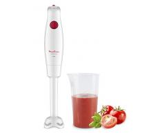 Moulinex Turbomix DD12A110 - Batidora plegable (350 W, botón único para control de velocidad, cuchillas de acero inoxidable), color blanco