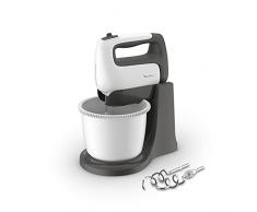 Moulinex HM4641 PrepMix+ Batidora eléctrica de 500 W, con varillas y ganchos amasadores de acero inoxidable para mezclar, batir y montar, recipiente autorotante de 2,5 L, 5 velocidades y ajuste turbo
