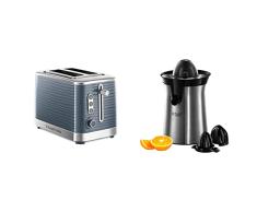 Russell Hobbs Tostadora Inspire - 2 Ranuras Cortas y Anchas, Tostador para 2 Rebanadas, Bandeja Recogemigas Gris - 24373-56 & Exprimidor Eléctrico Classics - Exprimidor de Naranjas y Zumos