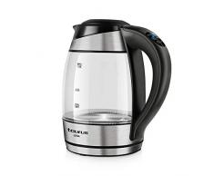 Taurus Lena Hervidor de agua, cuerpo de Cristal, 2200 W, 1.8 litros, 5, Sistema de iluminación LED según la temperatura, función Keep Warm, color plata