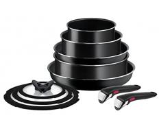 Tefal Ingenio L1599143 - Juego de ollas y sartenes, apilables, mango extraíble, ahorro de espacio, antiadherente, color negro, L1599143