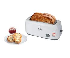 Jata TT584 Tostadora de Boca Ancha, Dos ranuras de 255 mm x 35 mm, 6 posiciones de tostado, Centrado automático del pan, Cuerpo toque frío, Descongela, Recogemigas, 1400 W