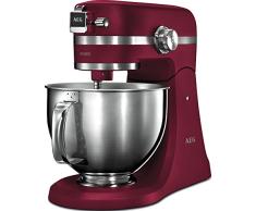 AEG KM5520 Robot de Cocina con Bol Batidora, Amasadora, Apta para Lavavajillas, Dos Boles , 10 Velocidades, Iluminación LED, Múltiples Varillas,1200 W,de 2.9L y 4.8L,Rojo