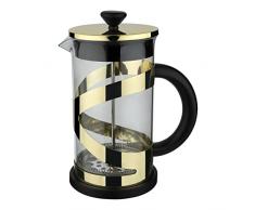 Café Olé Classico Cafetera, acabado dorado, 350 ml, 3 tazas, cafetera de prensa francesa, mango resistente al calor, acero inoxidable, CM-03G