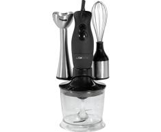 Clatronic SMS 3190 Set de Batidora de Mano, picadora Multiusos, 200 W, 1 Decibelios, Acero Inoxidable, 2 Velocidades, Negro