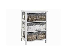 Cajonera DKD Home Decor Blanco Gris Mimbre Madera de Paulonia (40 x 29 x 57 cm)