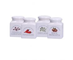 La porcelana blanca - Tarros de porcelana - 4 unidades en caja de regalo - Conserva, tarros y contenedores - Tarros de cocina - Porcelana - 6,5 x 9,5 cm