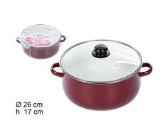 Cm 85453 Olla Roja Con Tapa Cristal 26Cm