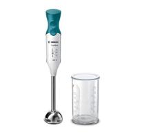 Bosch ErgoMixx MSM66110D - Batidora de mano, 600 W, regulador de velocidad y función Turbo, cúpula con cuatro cuchillas, con vaso de mezclas, color blanco y azul