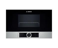 Bosch BER634GS1 Serie 8 - Microondas integrable / encastre, 21 L, 900 W, color negro con acero inoxidable