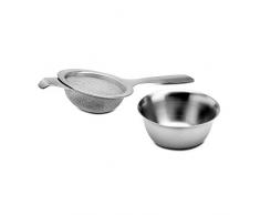 Kilo D10 Colador de té Tradicional de Acero Inoxidable con colector de Goteo para tés de Hojas Sueltas, Verde, Negro